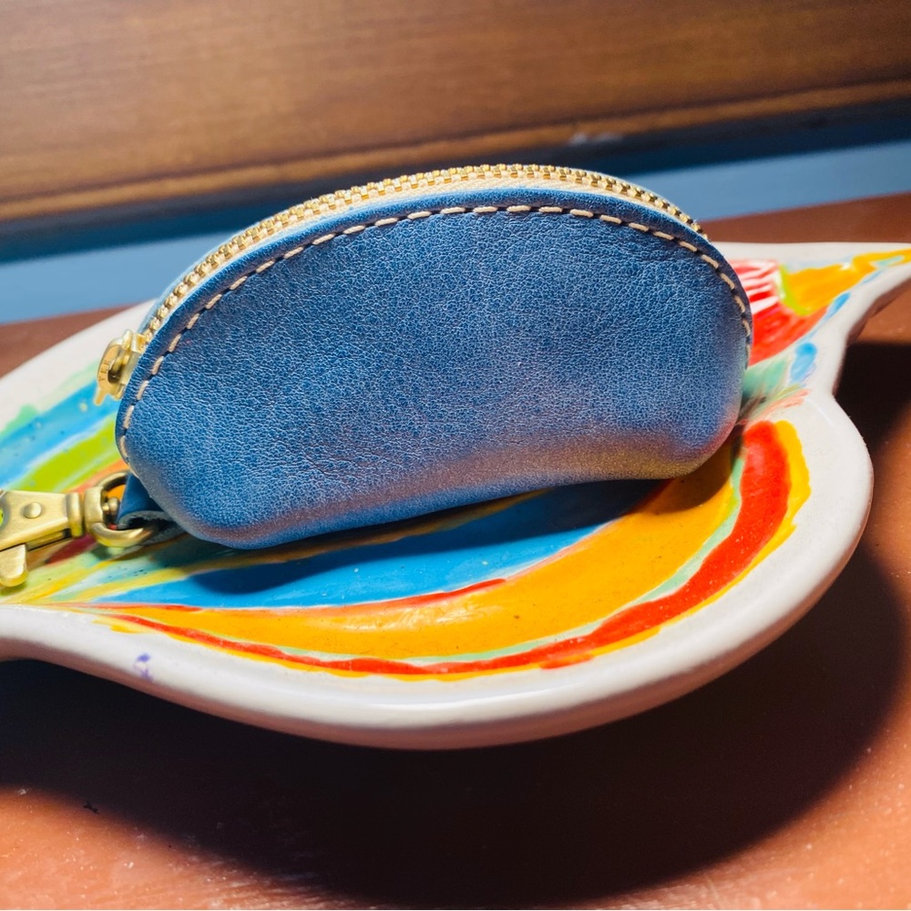 portland leather taco keychain indigo